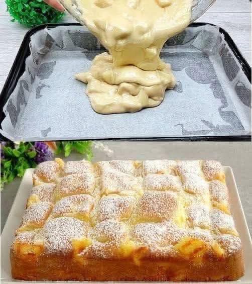 Gâteau aux pommes et à la crème anglaise (fondant en bouche)v