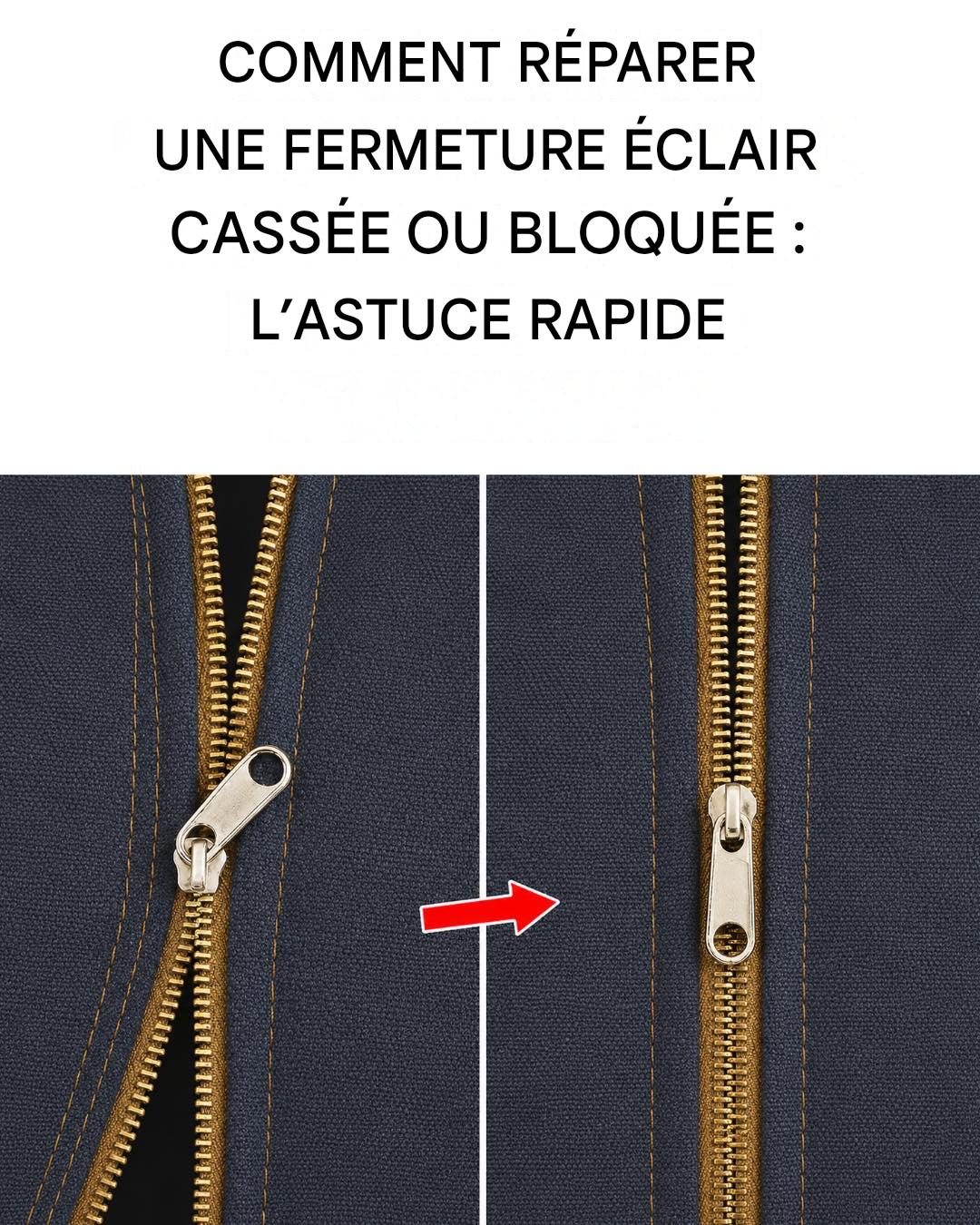 Apprenez à réparer en quelques minutes une fermeture éclair cassée sur un jean, un sac ou une veste.