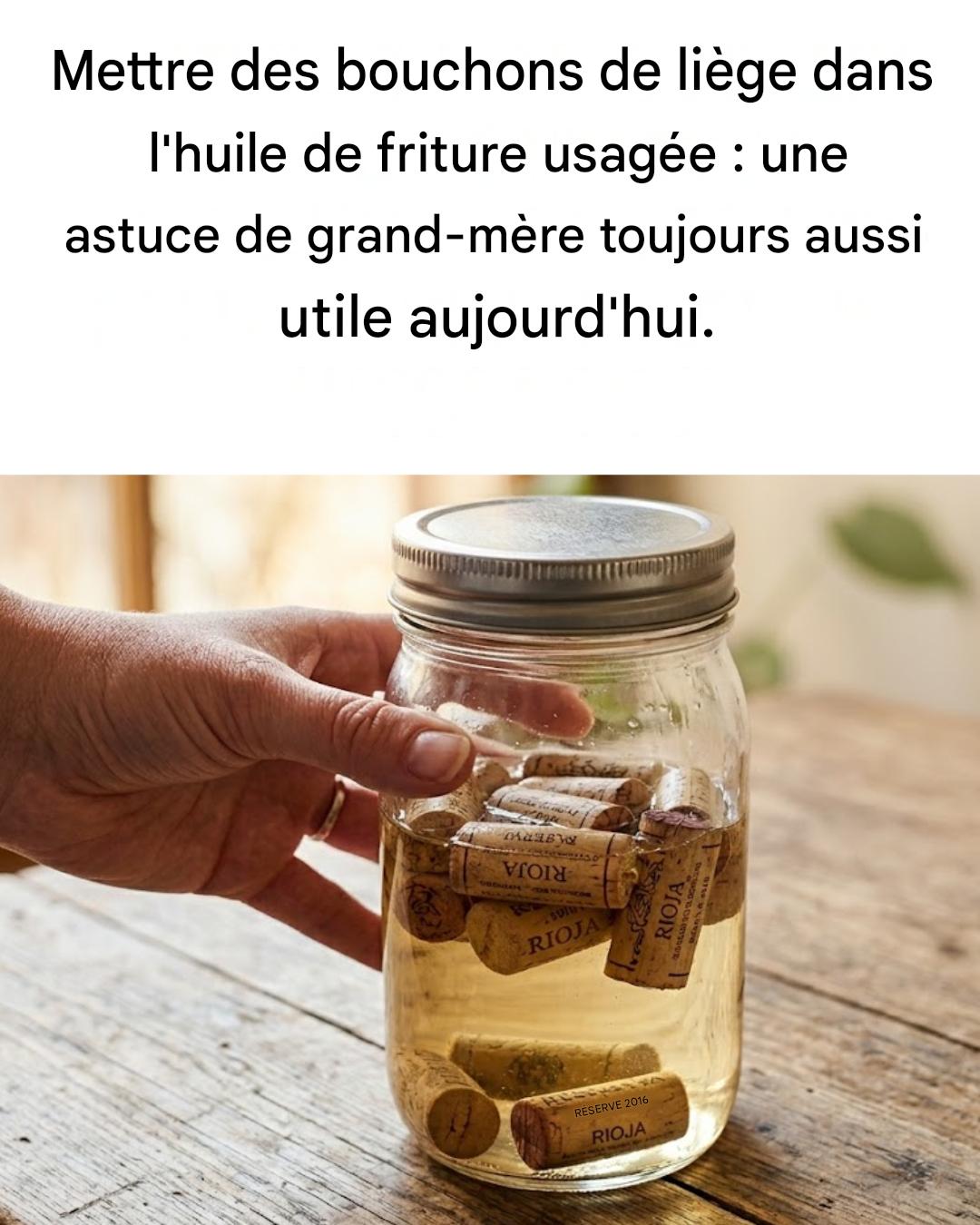 Voilà pourquoi nos grands-mères mettaient des bouchons de liège dans l’huile usagée.