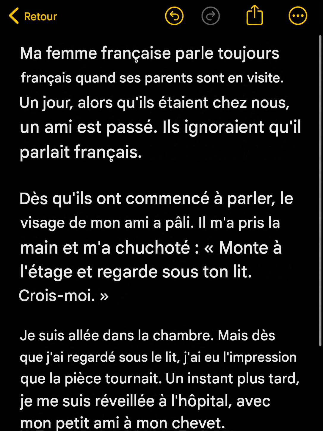 J’ai demandé à mon ami de venir, et sa capacité à parler français a révélé un drame familial choquant.