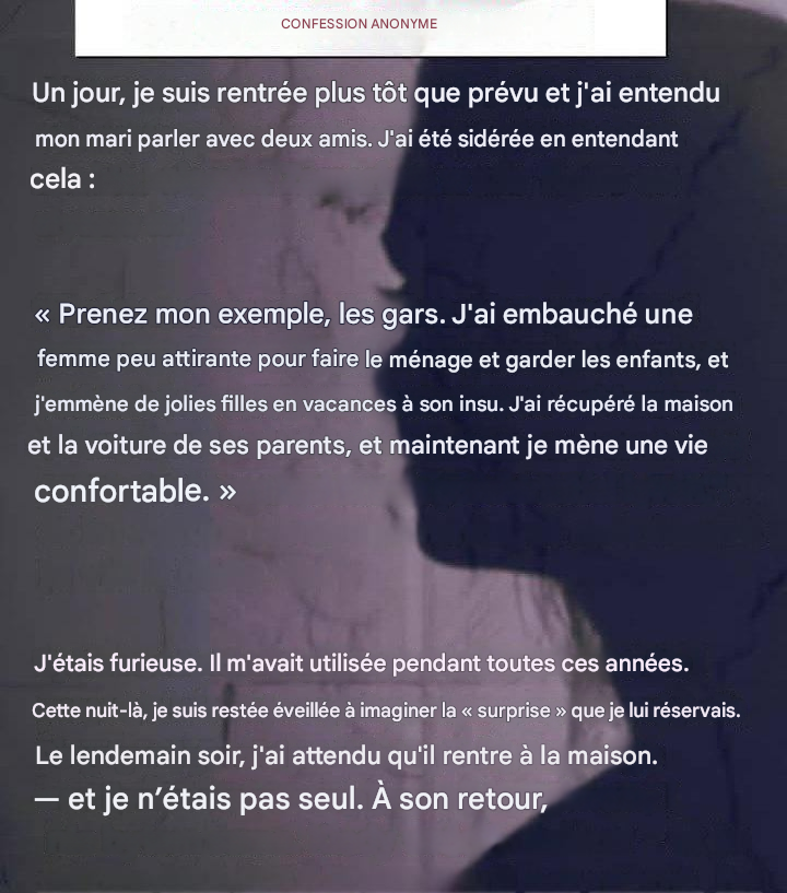 Un coup de téléphone fortuit révèle l’infidélité de la femme.