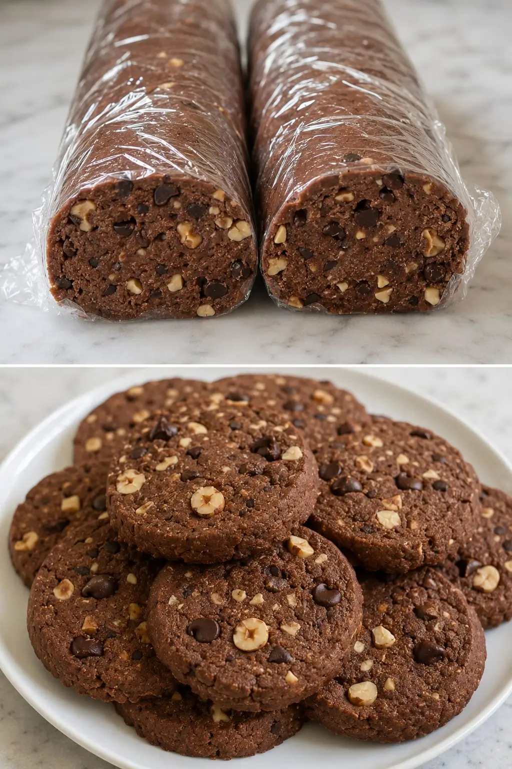 Biscuits au beurre fourrés au chocolat noir et aux noisettes