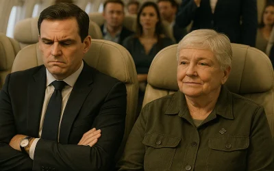 « Excusez-moi, êtes-vous sûre d’être à la bonne place ? C’est la première classe. » — lança-t-il avec mépris à la femme assise à côté de lui. Une heure plus tard, elle était honorée devant toute la cabine… et lui, figé dans un silence absolu. »