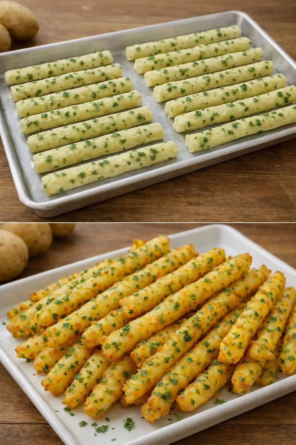 Bâtonnets de pommes de terre croustillants et sains cuits au four