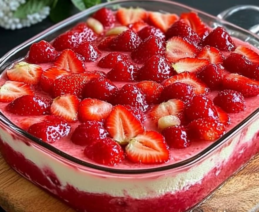 Prêt en 30 minutes : gâteau aux fraises avec génoise, fraises fraîches et sans gélatine.