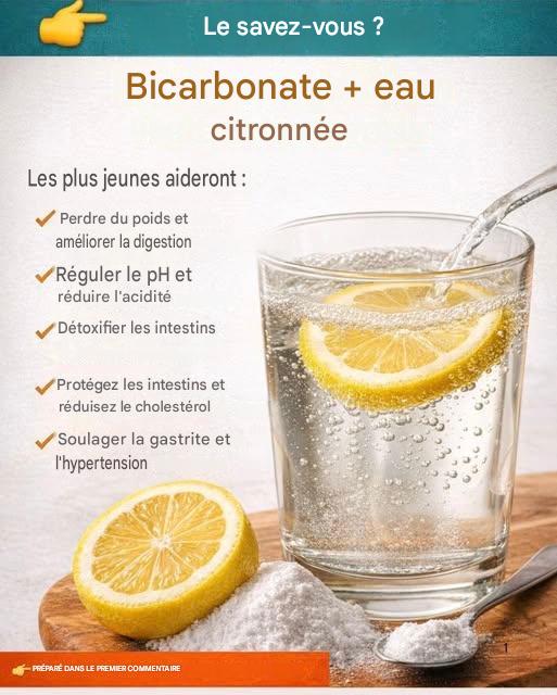 Une solution naturelle pour retrouver l’équilibre de votre santé : eau citronnée au bicarbonate.