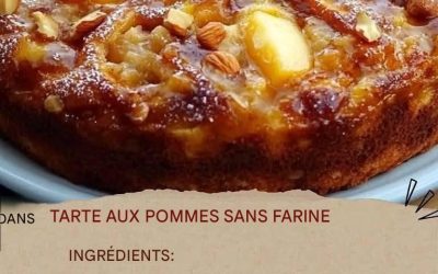 Tarte aux pommes sans farine. Cette tarte aux pommes sans farine est délicieuse, légère et idéale pour ceux qui recherchent une alternative sans gluten. Facile à préparer, son arôme de cannelle la rend irrésistible.