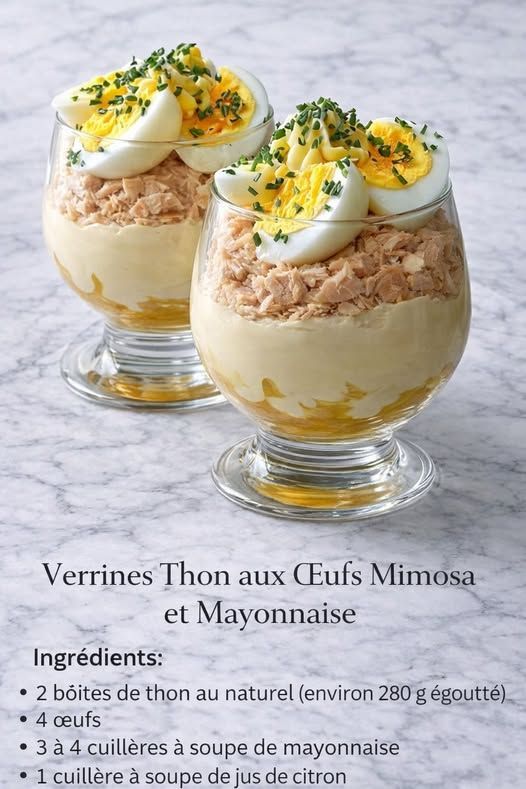 Verrines Thon aux Œufs Mimosa et Mayonnaise