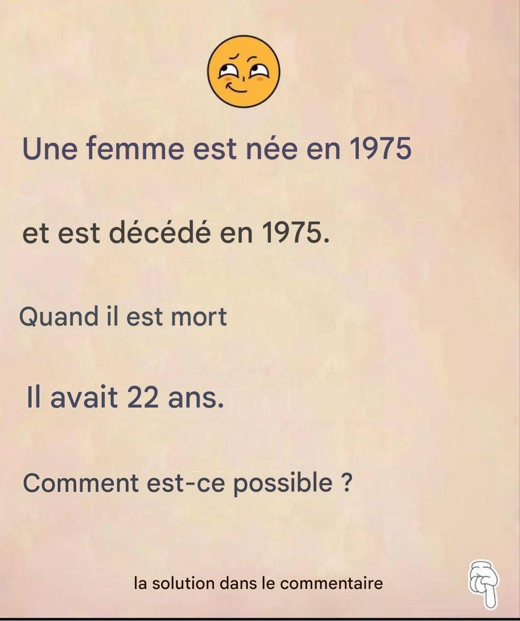 Énigme : Cette femme est née en 1975.