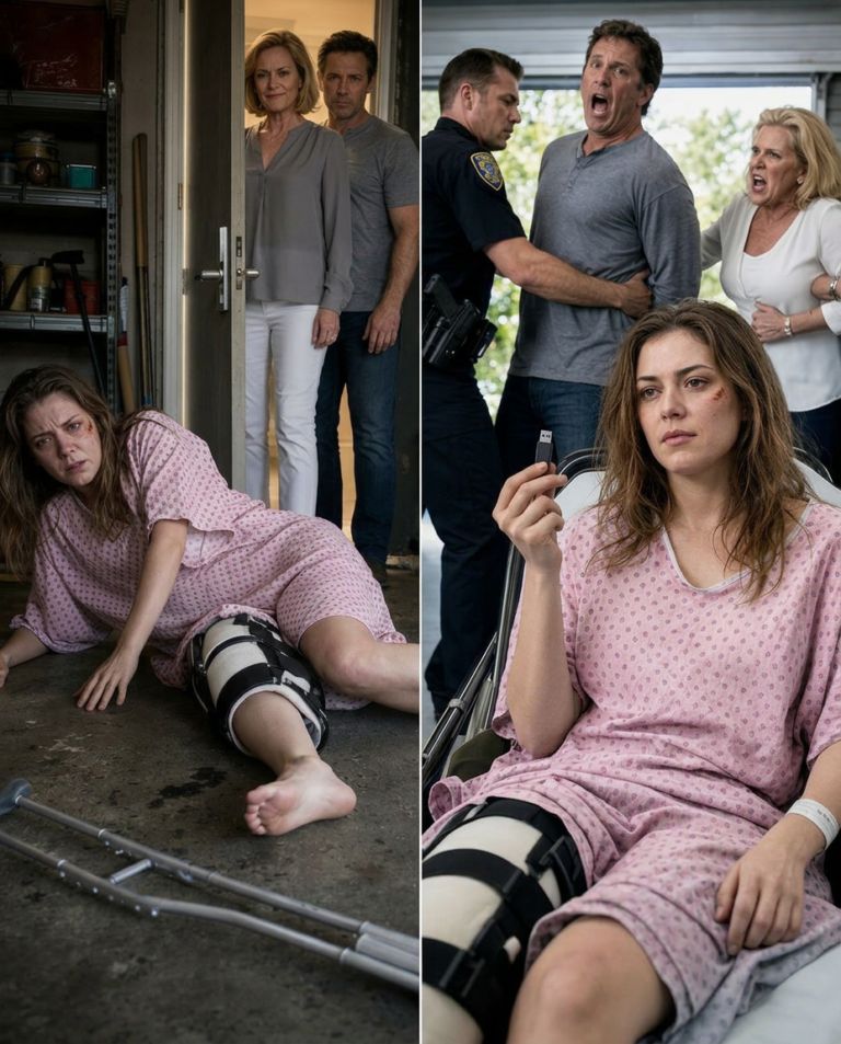 Je venais de rentrer de l’hôpital avec une fracture du fémur quand ma belle-mère m’a fait tomber mes béquilles. Je me suis effondrée sur le parquet en hurlant de douleur, et mon mari m’a attrapée à la gorge en chuchotant : « Maman veut la grande chambre, alors tu dormiras dans le garage. »