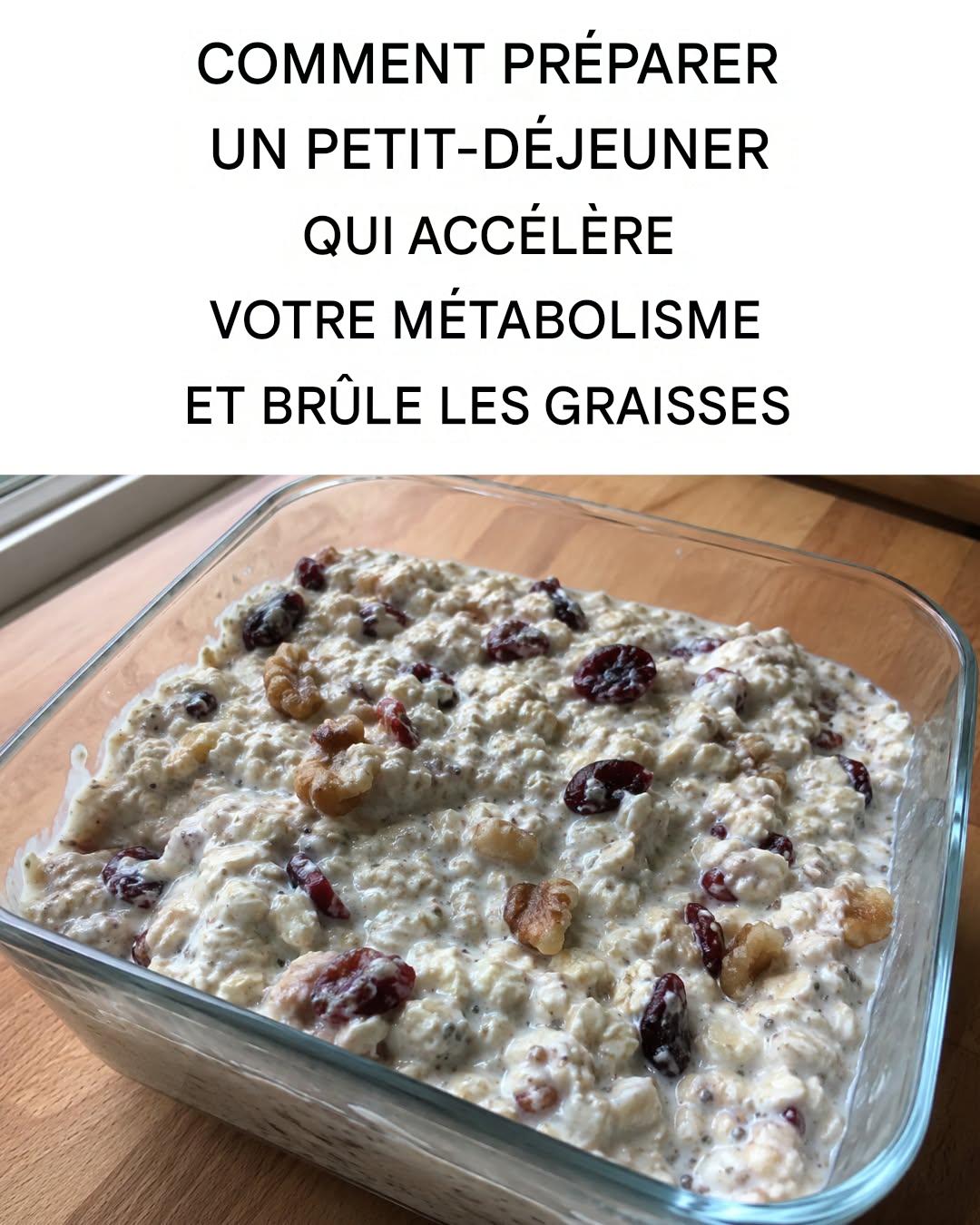 Petit-déjeuner à base de flocons d’avoine et de graines de chia qui accélère le métabolisme et brûle les graisses