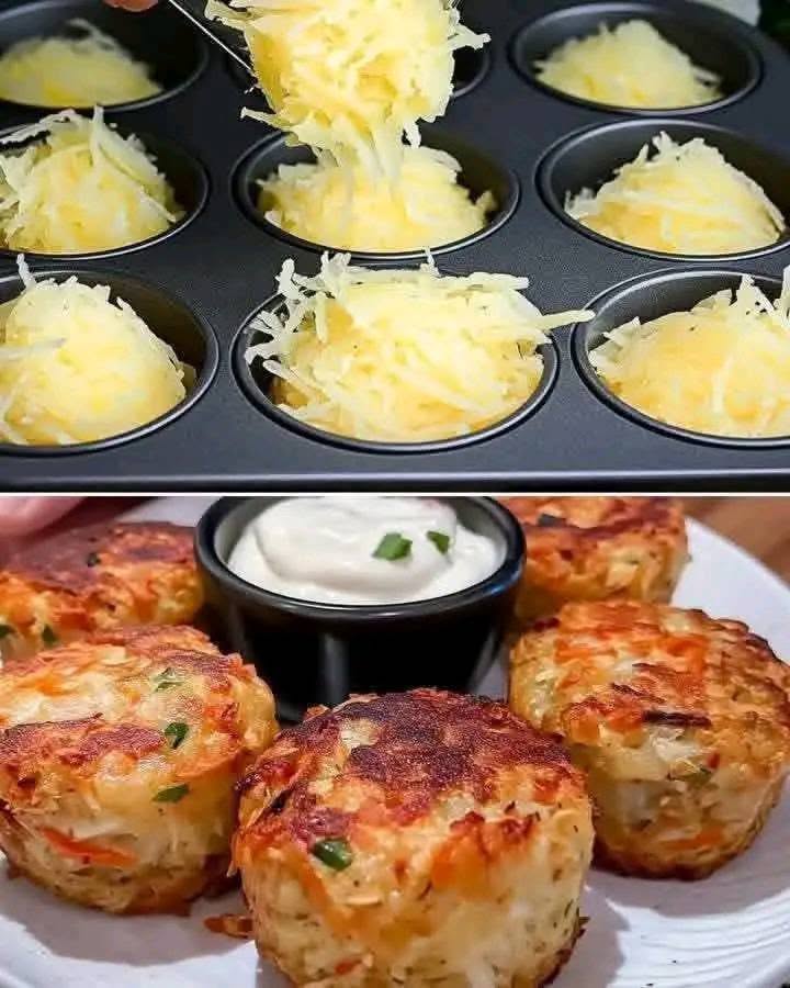 Muffins au fromage et à la purée de pommes de terre avec œufs