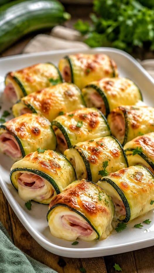 Rouleaux de courgettes farcis à la dinde et au fromage