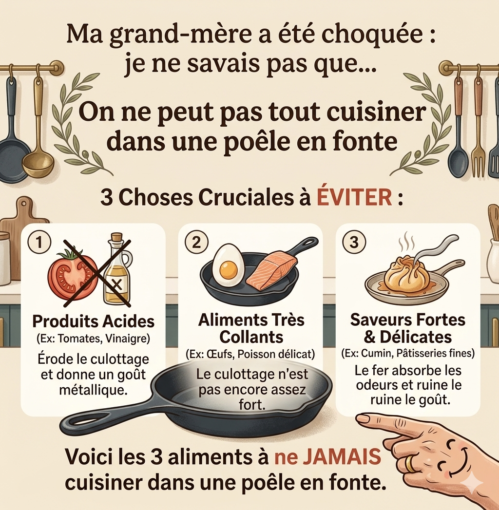 Ma grand-mère avait raison : 3 choses à ne jamais cuisiner dans une poêle en fonte