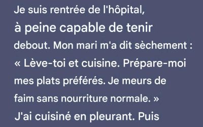 Quelques jours seulement après ma césarienne, mon mari s’attendait à ce que je cuisine.