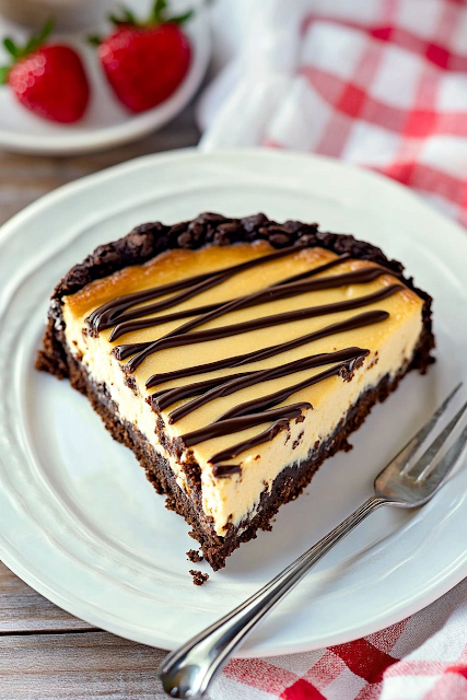 Tarte au fromage avec base de brownie