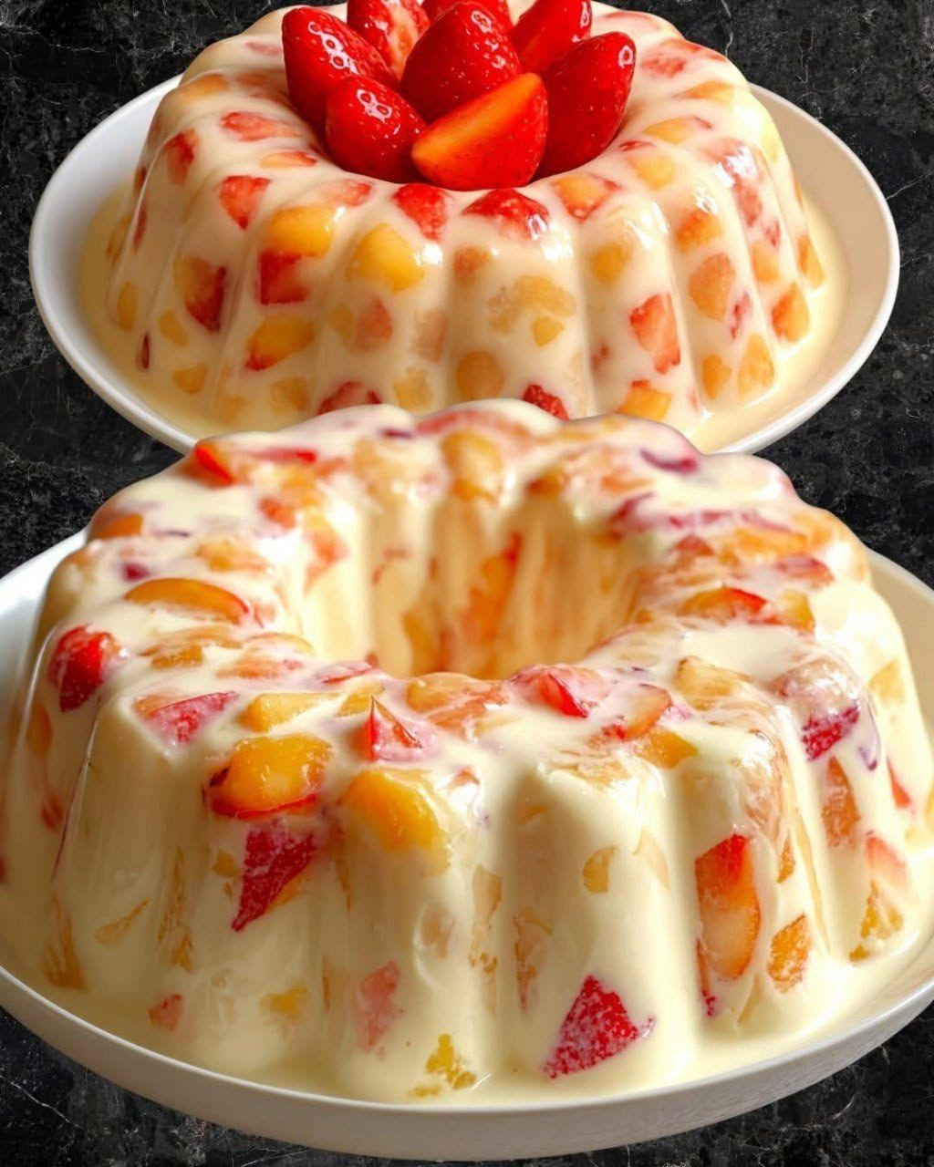 Dessert facile à base de gélatine, de fromage frais et de fruits