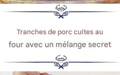 Tranches de porc cuites au four sur un lit de pommes de terre et d’oignons
