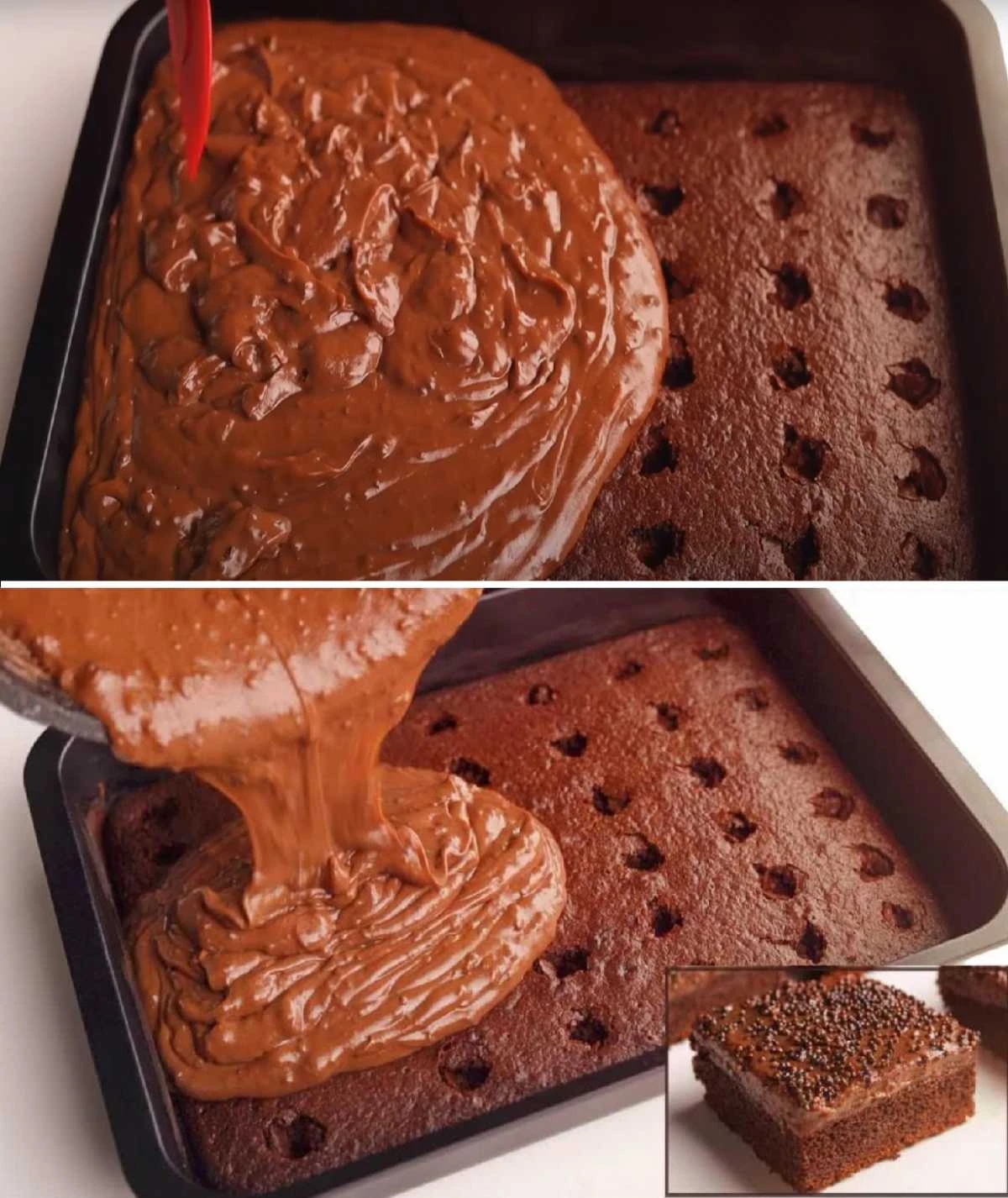 Gâteau perforé parfumé au café : génoise moelleuse fourrée d’une riche crème au chocolat
