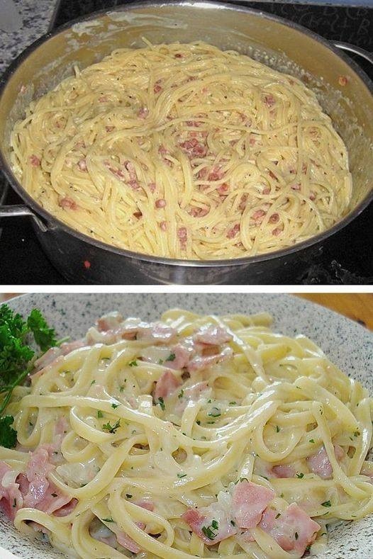 Spaghetti carbonara au saumon