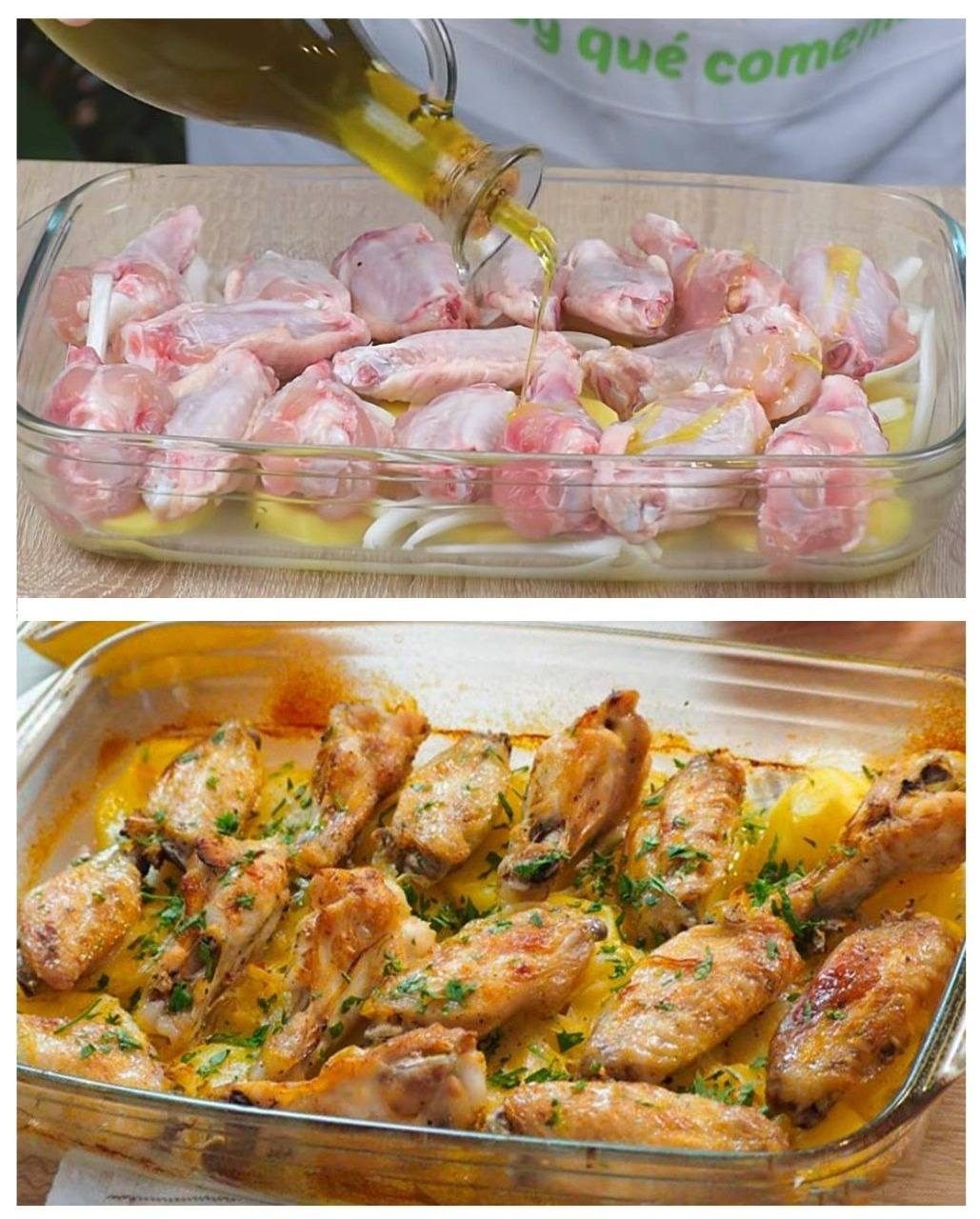 Ailes de poulet frites avec pommes de terre : un plat délicieux