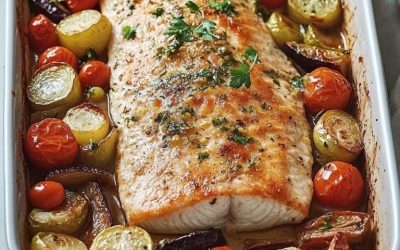 Truite cuite au four avec des légumes