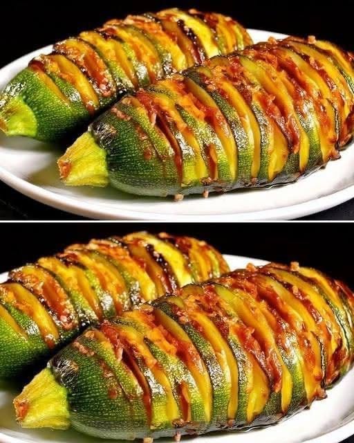 Courgettes Hasselback cuites à la friteuse à air chaud : tendres, croustillantes et ultra délicieuses