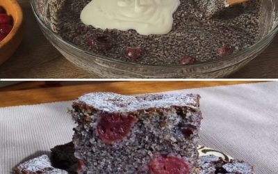 Le gâteau préféré de ma petite-fille ! Les parts de gâteau aux cerises et aux pavots sont simples, délicieuses et juteuses…