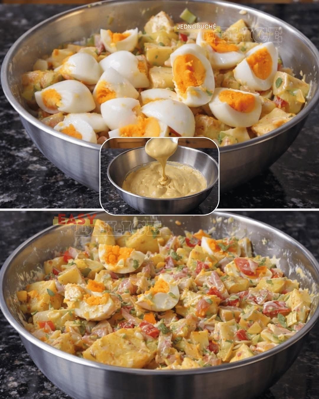 Salade crémeuse de pommes de terre et d’œufs (façon chef)