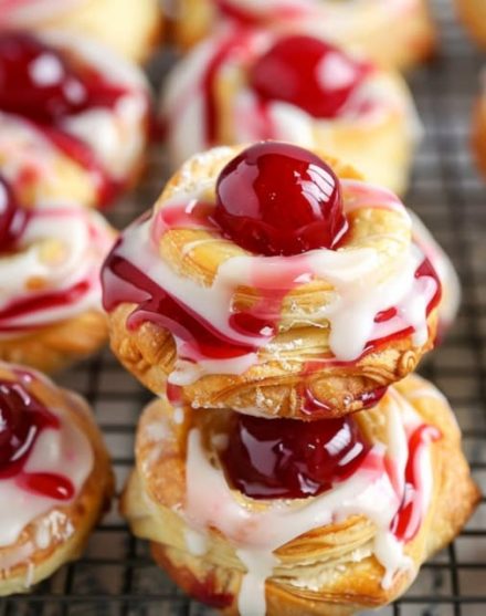 Morceaux de gâteau aux cerises
