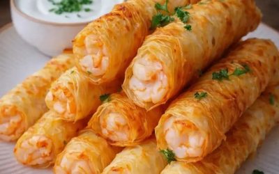 Cigares Croustillants aux Crevettes et à l’Ail