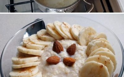 Bouillie de millet au lait de coco, à la mangue et aux amandes effilées