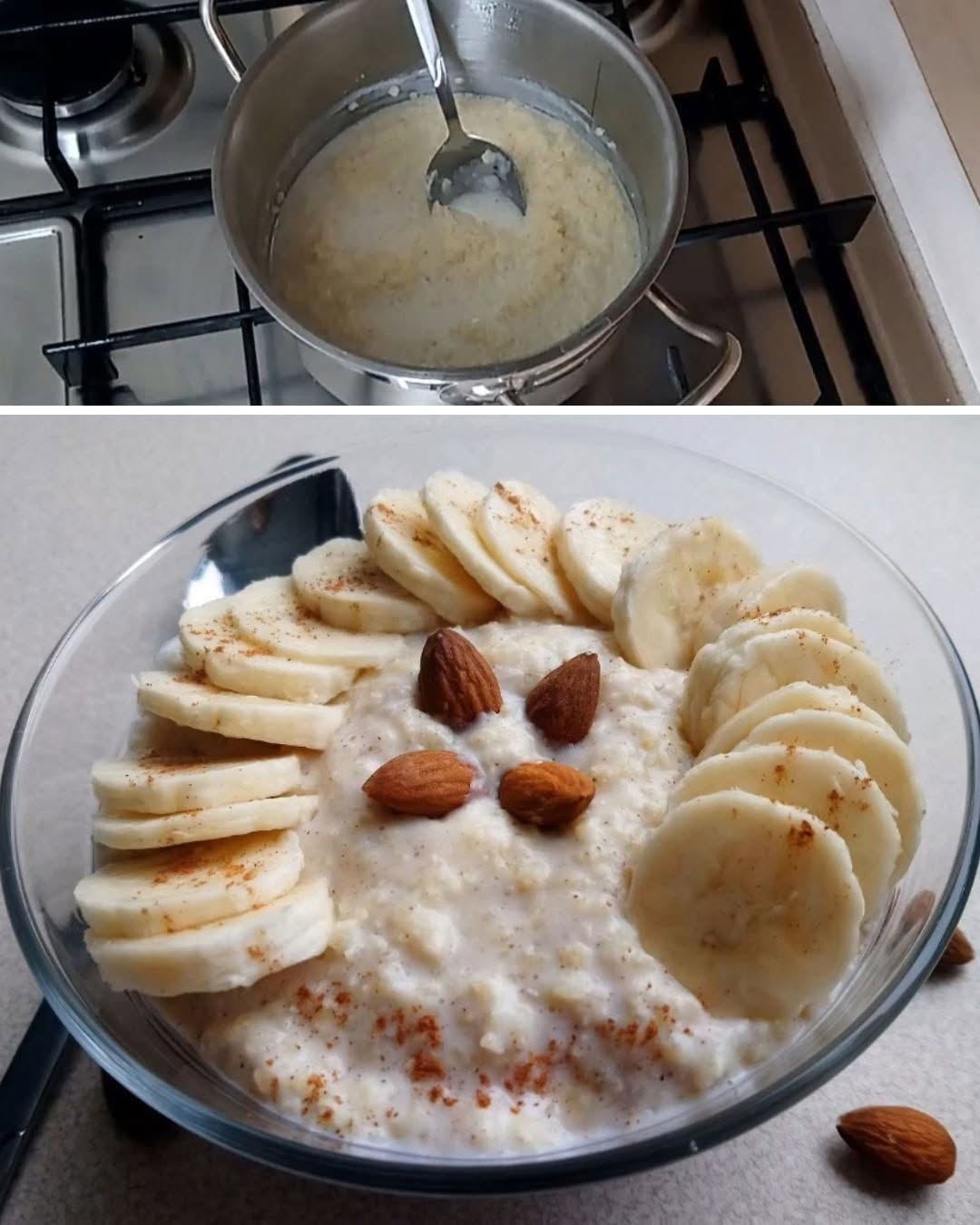 Bouillie de millet au lait de coco, à la mangue et aux amandes effilées