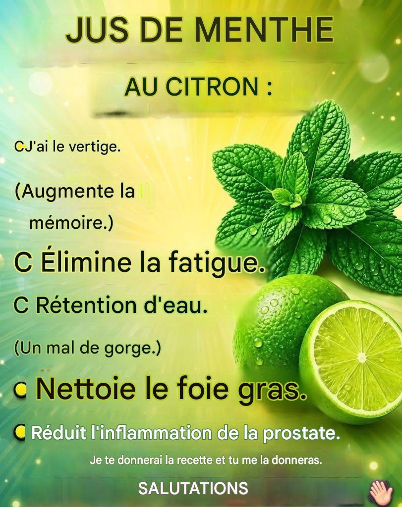 Jus de menthe et citron : une boisson rafraîchissante aux nombreux bienfaits pour la santé 🍋🌿