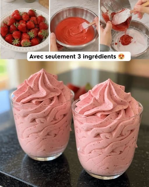 Mousse Fraise Ultra Crémeuse — 3 Ingrédients & Résultat Bluffant