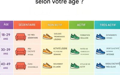 Le tableau indiquant le nombre de pas que vous devriez faire par jour en fonction de votre âge
