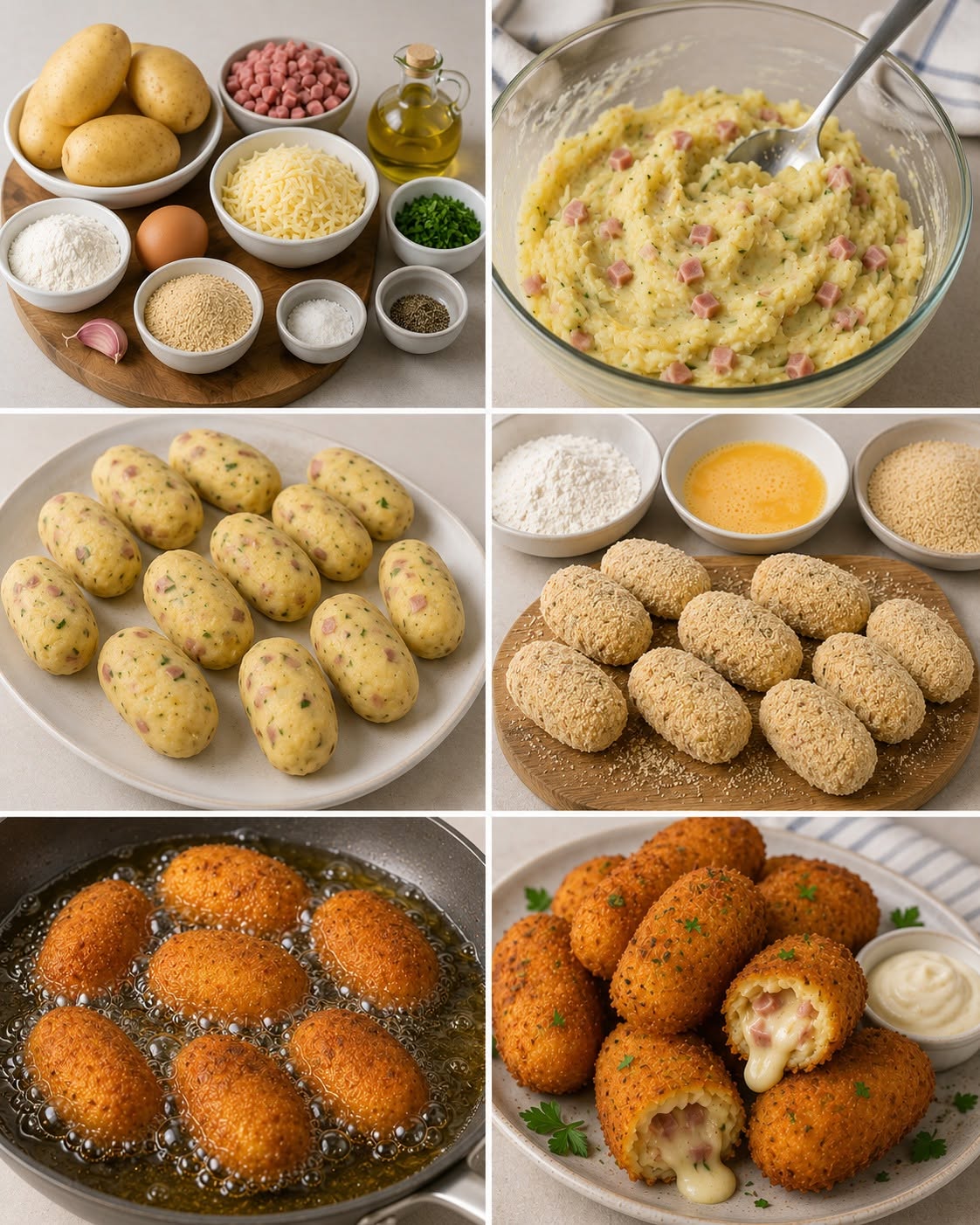 Croquettes de Pommes de Terre Farcies au Fromage et Jambon – Croustillantes et Fondantes