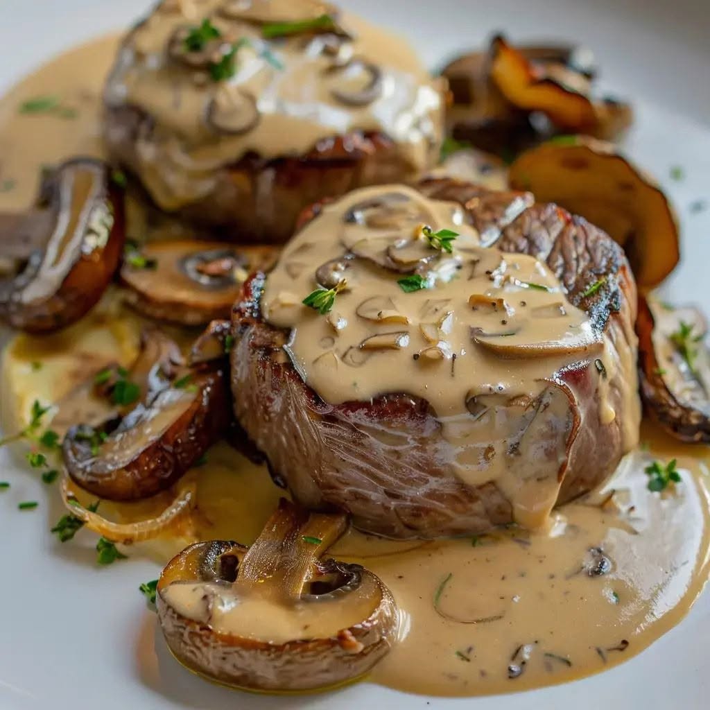 Steaks de Boeuf avec Sauce aux Champignons