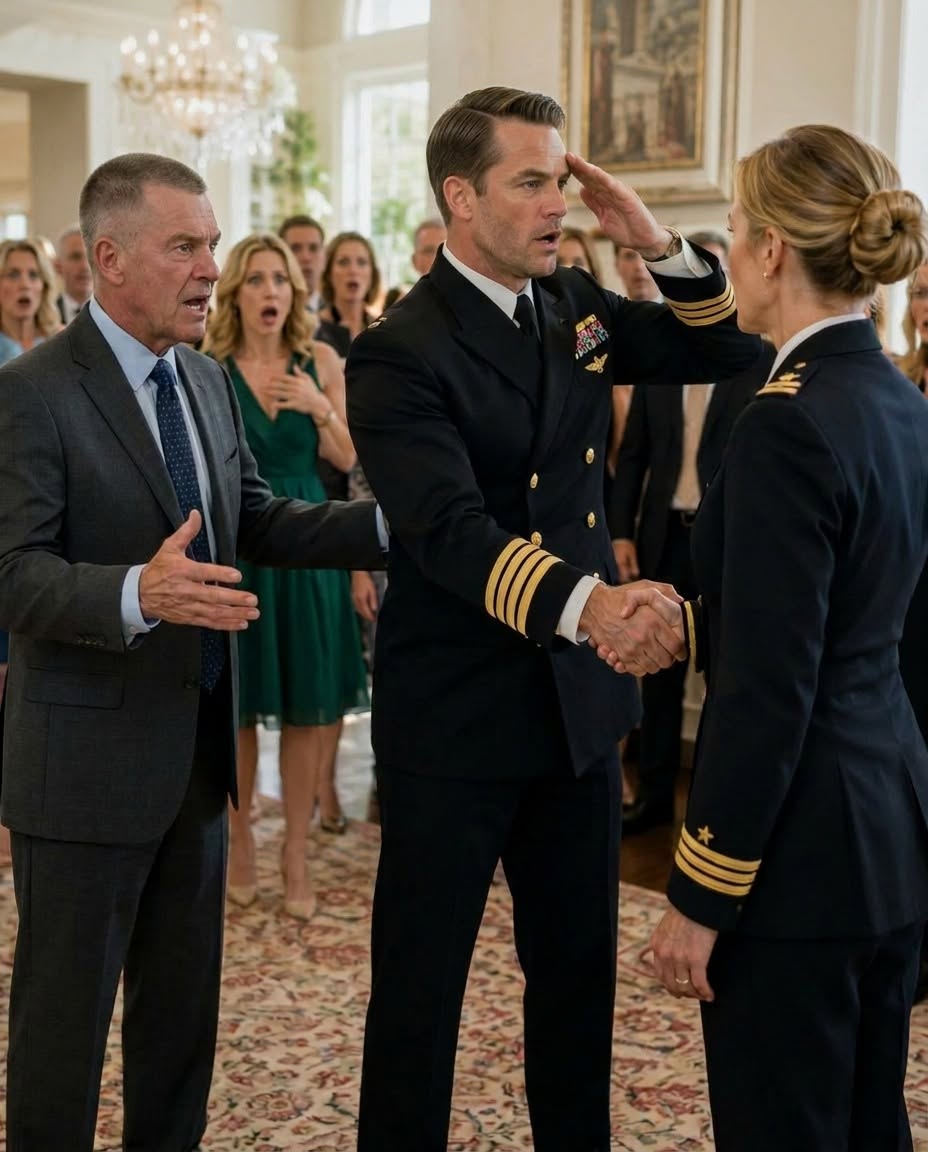 Mon père disait que c’était gênant de me présenter au fiancé de ma sœur, un commandant des Navy SEAL, mais quand il m’a serré la main, a reculé et m’a saluée en disant « amiral, madame », tout le monde s’est tu…