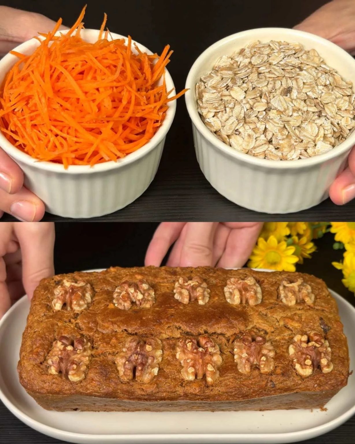 Pain aux carottes aux noix et aux flocons : sain, moelleux et plein de saveurs