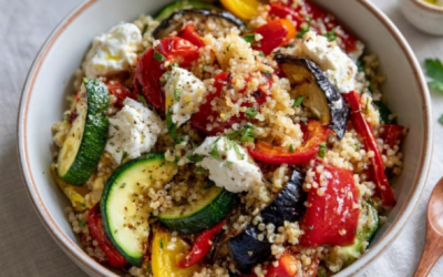Salade de quinoa aux légumes grillés et au fromage de chèvre frais : une recette d’été saine, colorée et copieuse