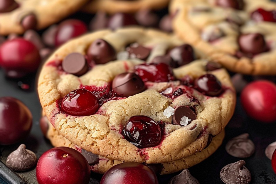 Biscuits aux pépites de chocolat et aux cerises Maraschino