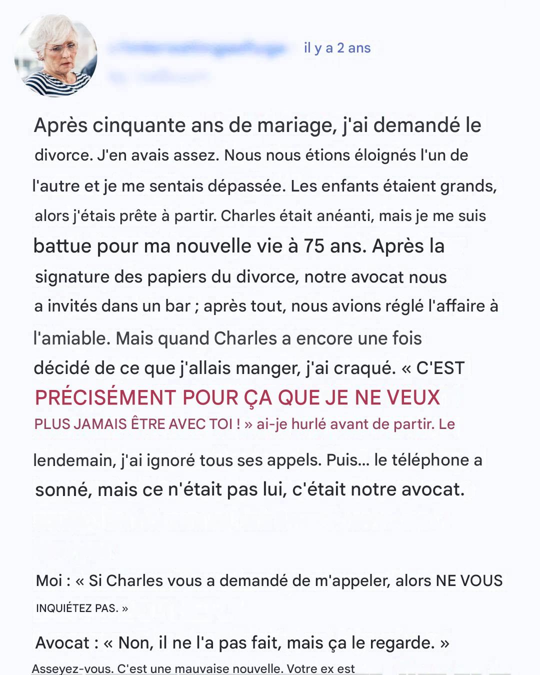 Après 50 ans de mariage, j’ai demandé le divorce, puis sa lettre m’a brisé le cœur.
