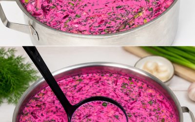 Par temps chaud, je prépare cette soupe de betteraves avec uniquement du kéfir : elle est aussi rafraîchissante que l’okroshka et disparaît de la table en quelques minutes.