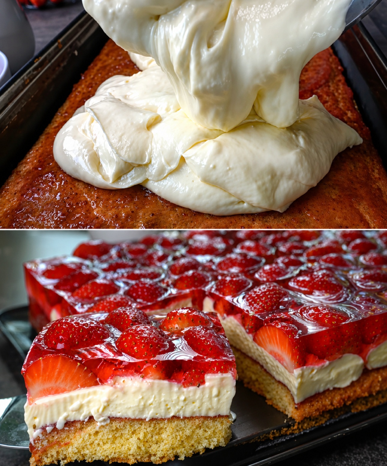 Quiconque y goûtera en redemandera ! Un délicieux gâteau aux fraises.