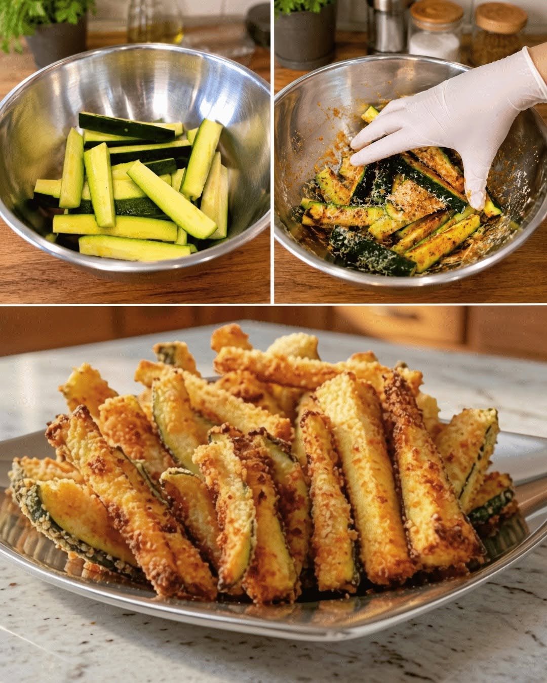 🥒✨Frites de courgettes : Croustillantes et légères ! 😍Cuites au four ou à la friteuse à air chaud, elles sont simples, rapides et ultra délicieuses… parfaites pour une collation saine ou un accompagnement original !🤤
