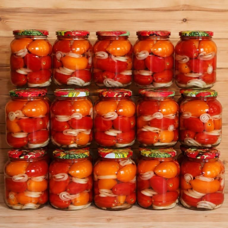 Tomates marinées aux oignons, sans mise en conserve : cette année, je prépare du bouillon pour tout l’hiver – un goût incroyable !