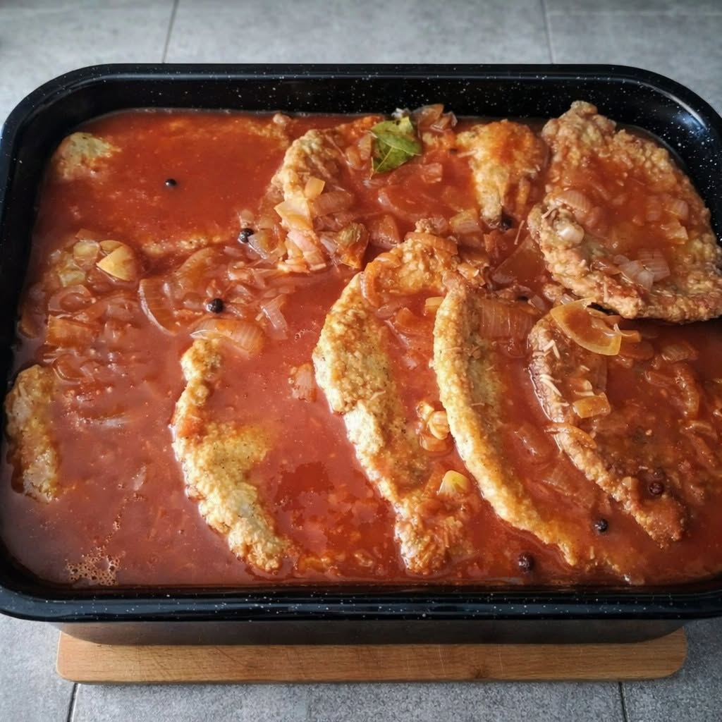 De délicieuses escalopes renversées à la sauce moutarde : un festin pour toute la famille, le tout sur une seule feuille !