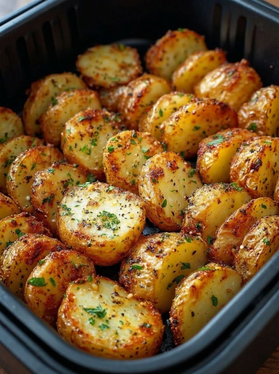 Pommes de terre coupées en tranches dans une friteuse à air