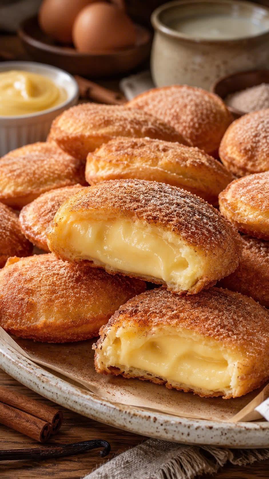 🍪Biscuits frits fourrés au flan : une recette maison irrésistible